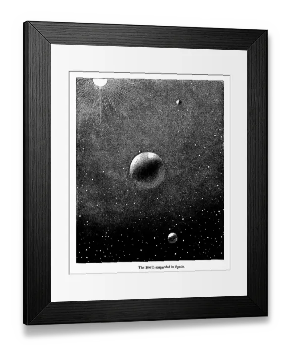 Framed Print : Old engraved illustration of Astronomy - The Earth suspended in Space Framed Print : Old engraved illustration of Astronomy - The Earth suspended in Space