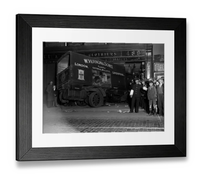 Framed Print : Lorry Hits Shop Framed Print : Lorry Hits Shop