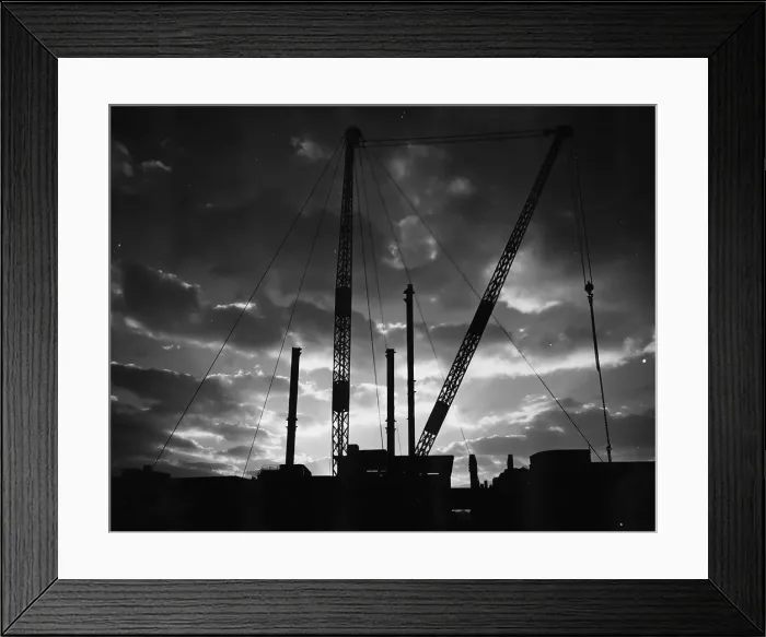 Framed Print : Cranes. 17th February 1958: Cranes on a building site in the City of London Framed Print : Cranes. 17th February 1958: Cranes on a building site in the City of London