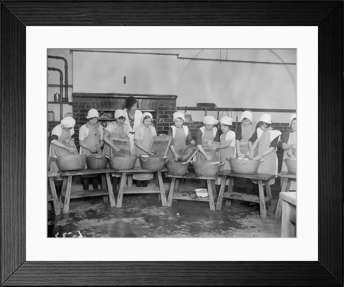 Framed Print : Wash Day. February 1928: Female pupils at Downham School Framed Print : Wash Day. February 1928: Female pupils at Downham School