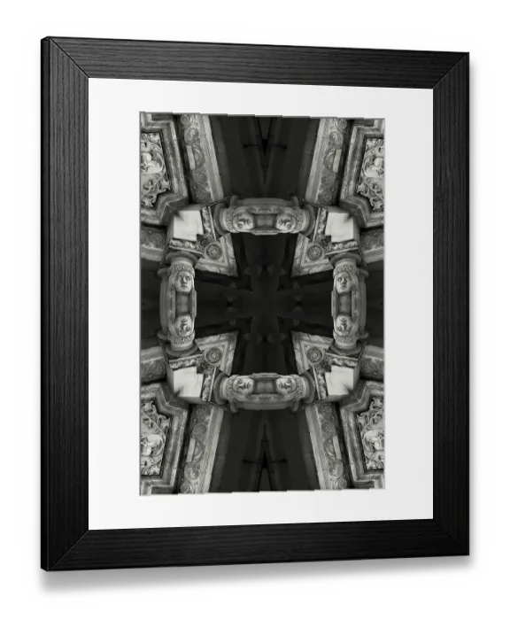Framed Print : Impossible architectures: black and white kaleidoscopic image of Prudential Tower, a Warsaw skyscraper built between 1931 and 1934 in the Art Deco style Framed Print : Impossible architectures: black and white kaleidoscopic image of Prudential Tower, a Warsaw skyscraper built between 1931 and 1934 in the Art Deco style