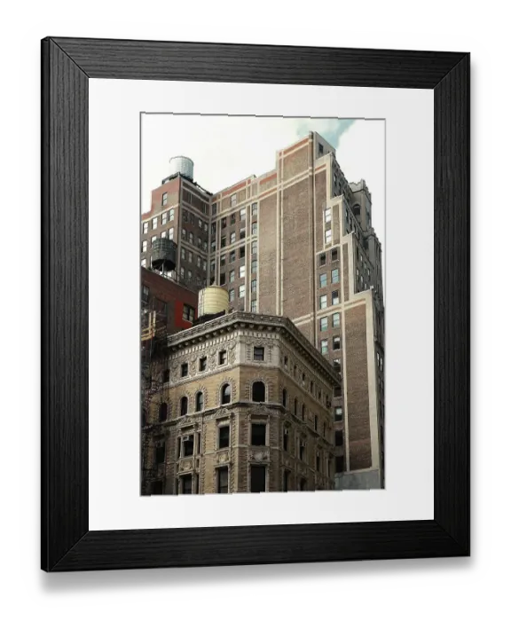 Framed Print : View of overlapping historical buildings along Broadway near Union Square in Manhattan, New York City