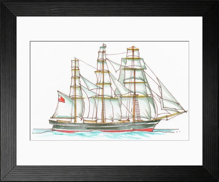 Framed Print : Illustration of Cutty Sark, a clipper ship built in 1869 Framed Print : Illustration of Cutty Sark, a clipper ship built in 1869