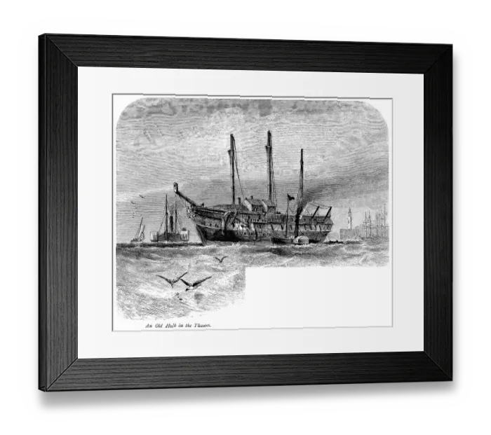 Framed Print : Old prison hulk in the River Thames, London Framed Print : Old prison hulk in the River Thames, London