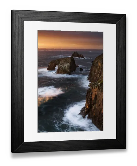 Framed Print : Lands End in golden evening light, Cornwall, England Framed Print : Lands End in golden evening light, Cornwall, England