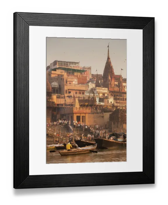 Framed Print : Manikarnika Ghat, in Varanasi, India Framed Print : Manikarnika Ghat, in Varanasi, India