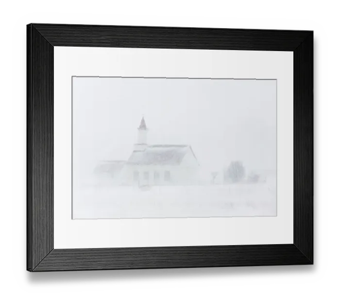 Framed Print : Skeidflotur Church in a blizzard in Iceland Framed Print : Skeidflotur Church in a blizzard in Iceland