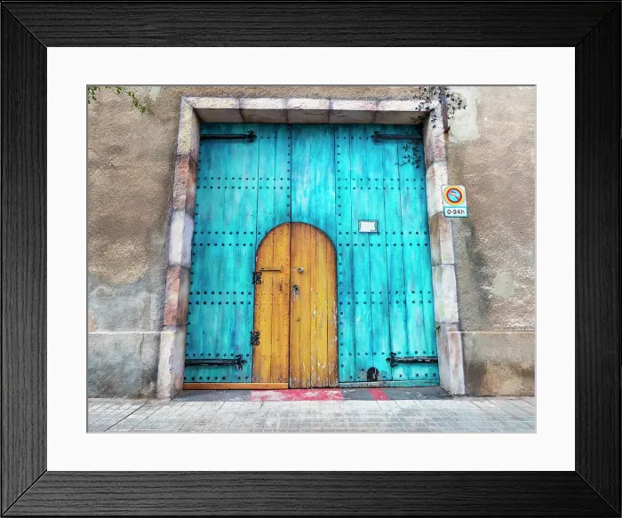 Framed Print : Blue wooden door Framed Print : Blue wooden door
