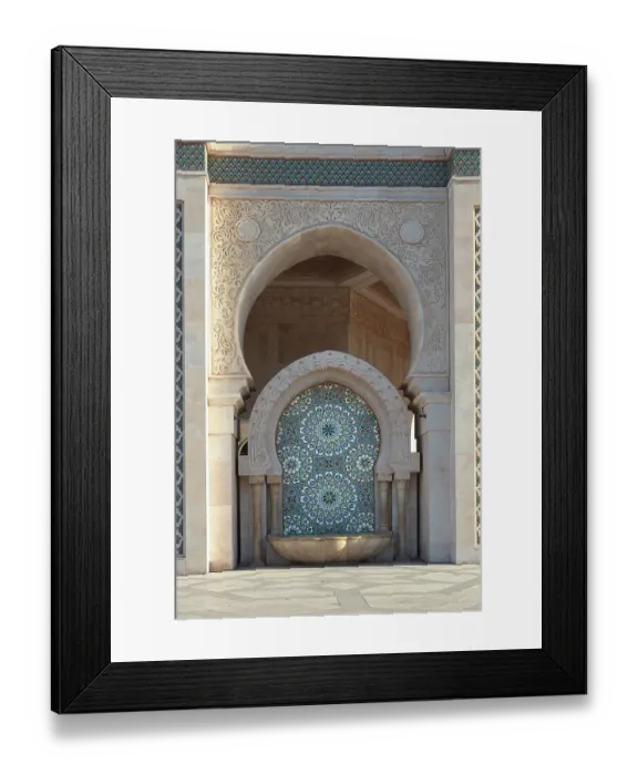 Framed Print : Morocco, exterior of Casablanca archway, Hassan II Mosque series Framed Print : Morocco, exterior of Casablanca archway, Hassan II Mosque series