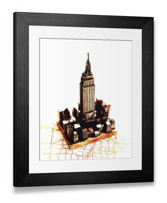 Framed Print : Group of Buildings on Map Framed Print : Group of Buildings on Map