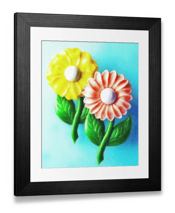 Framed Print : Flowers on Blue Background