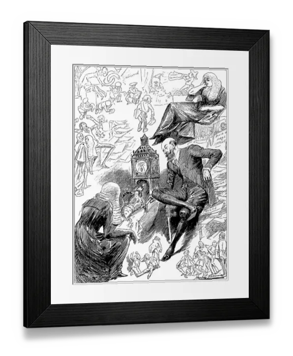 Framed Print : British satire caricature comic cartoon illustration Framed Print : British satire caricature comic cartoon illustration