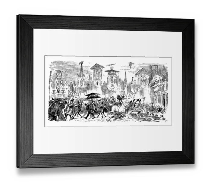 Framed Print : British satire caricature comic cartoon illustration Framed Print : British satire caricature comic cartoon illustration