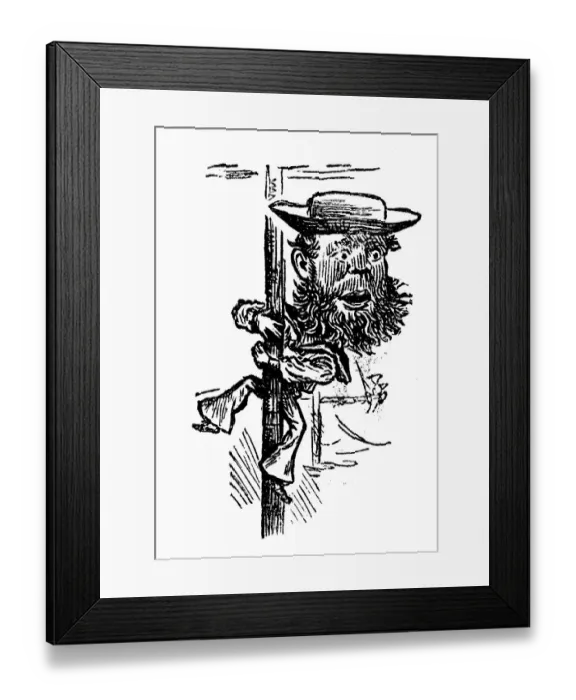 Framed Print : British satire caricature comic cartoon illustration