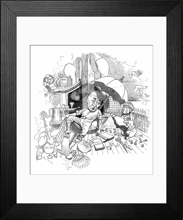 Framed Print : British satire caricature comic cartoon illustration Framed Print : British satire caricature comic cartoon illustration