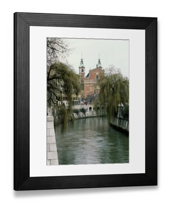 Framed Print : Ljubljanica River And Church Framed Print : Ljubljanica River And Church