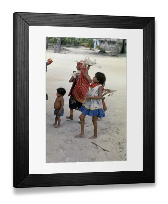 Framed Print : Kuna Children Playing On Beach Framed Print : Kuna Children Playing On Beach
