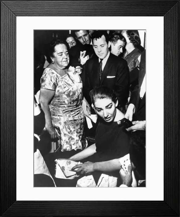 Framed Print : Maria Callas Holds Dressing Room Press Conference Framed Print : Maria Callas Holds Dressing Room Press Conference