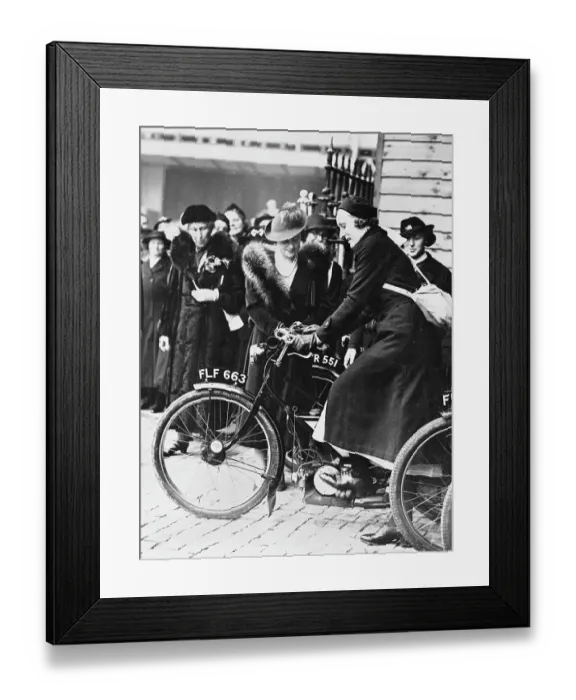 Framed Print : The Queen Mother Views Midwife Motorcycle Framed Print : The Queen Mother Views Midwife Motorcycle