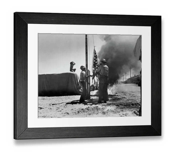 Framed Print : Hoisting the Flag at Midway Framed Print : Hoisting the Flag at Midway