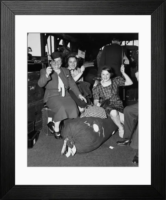 Framed Print : Refugees Arrive in the US