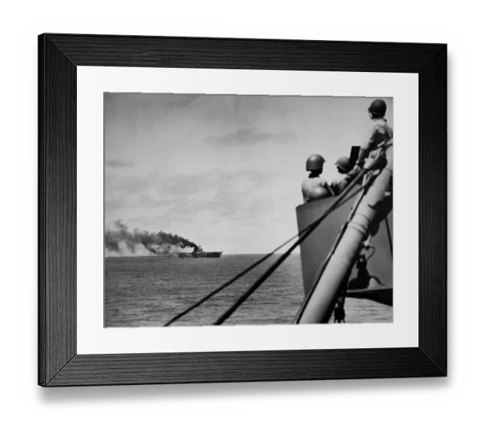 Framed Print : Yorktown Burning - Battle of Midway Framed Print : Yorktown Burning - Battle of Midway