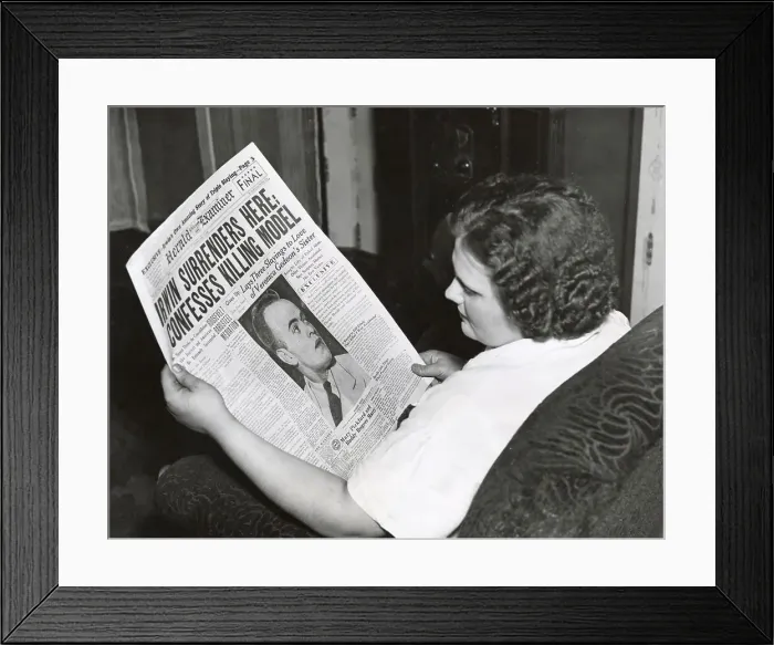Framed Print : Henrietta Koscianski Reads Paper Framed Print : Henrietta Koscianski Reads Paper