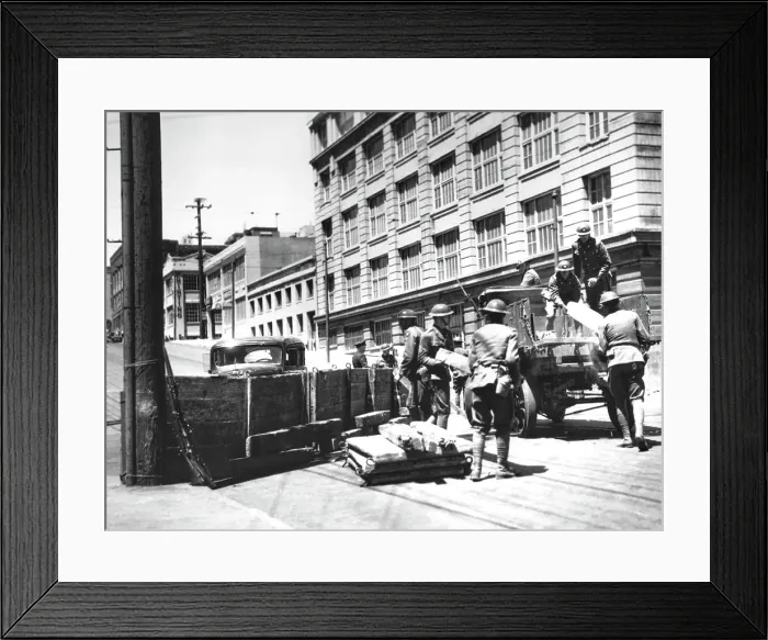 Framed Print : Soldiers Erecting Barricade Framed Print : Soldiers Erecting Barricade