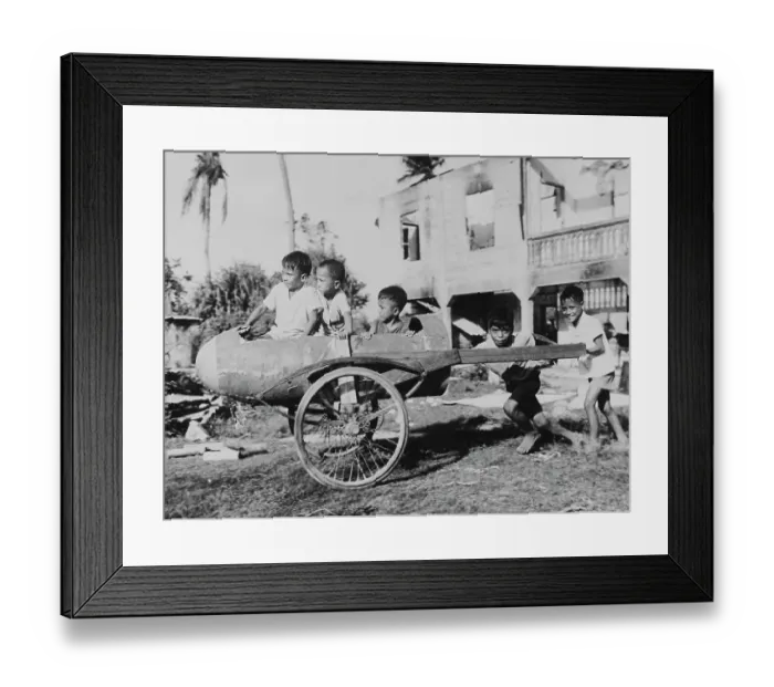 Framed Print : Children Playing In Japanese Plane Framed Print : Children Playing In Japanese Plane