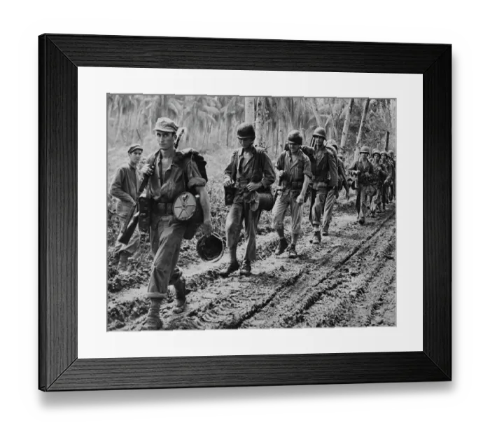 Framed Print : 77th Infantry Division Marching - Guam
