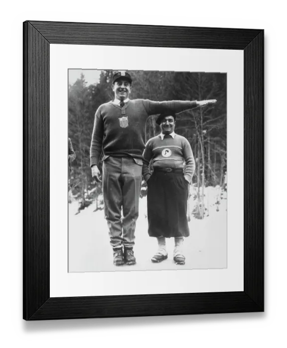 Framed Print : Tallest And Shortest Bob Sledders - 1936 Olympic Games Framed Print : Tallest And Shortest Bob Sledders - 1936 Olympic Games