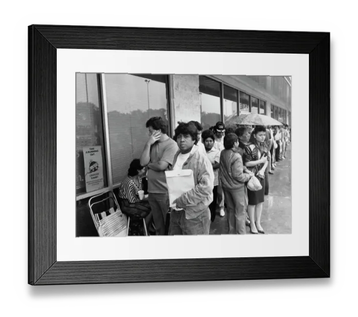 Framed Print : U.S. Citizens Wait In The Rain Framed Print : U.S. Citizens Wait In The Rain
