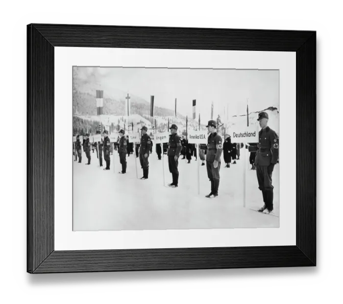 Framed Print : Athletes Stand Behind Their Point - 1936 Winter Olympic Games Framed Print : Athletes Stand Behind Their Point - 1936 Winter Olympic Games
