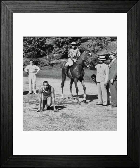 Framed Print : Jesse Owens Races A Horse Framed Print : Jesse Owens Races A Horse