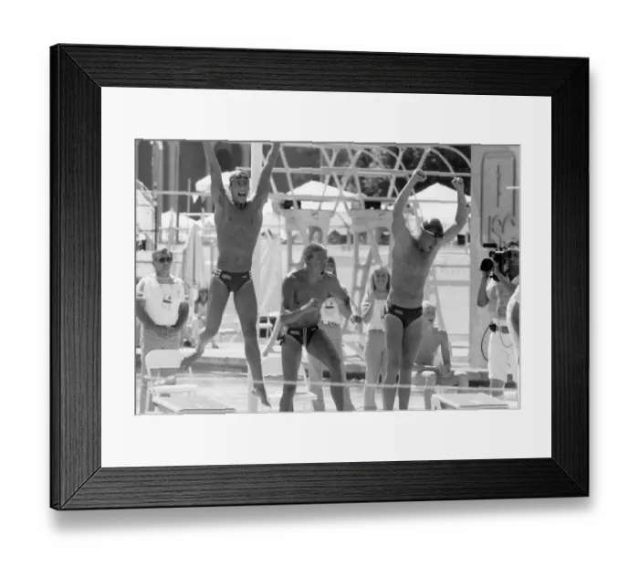 Framed Print : United States Swim Team Celebrates After Setting World Record Framed Print : United States Swim Team Celebrates After Setting World Record