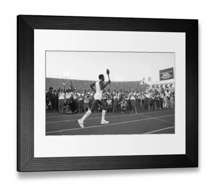 Framed Print : Rafer Johnson Carries The Olympic Torch At Opening Ceremony Framed Print : Rafer Johnson Carries The Olympic Torch At Opening Ceremony