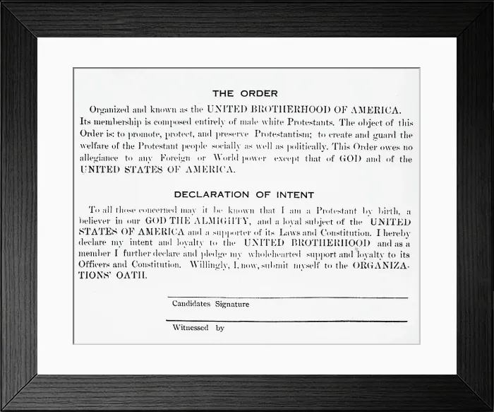 Framed Print : Application Card For The Black Legion Framed Print : Application Card For The Black Legion