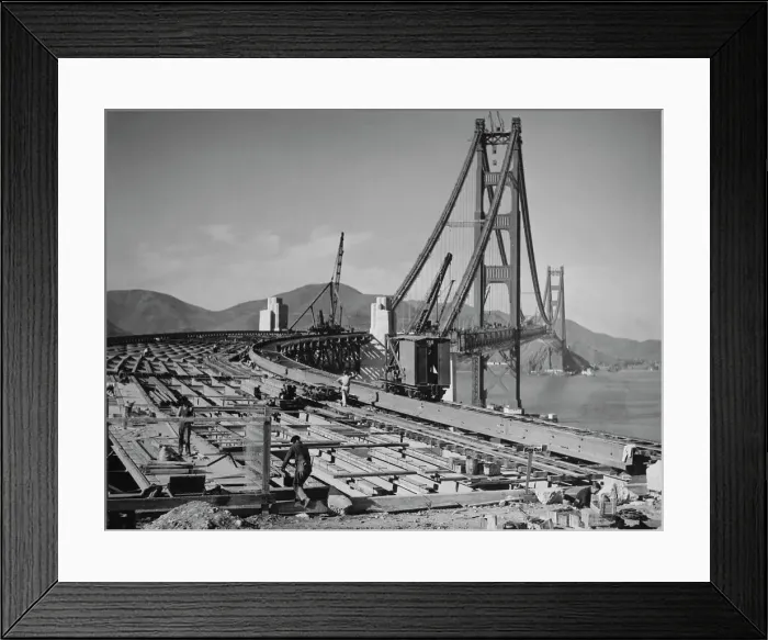 Framed Print : Golden Gate Bridge During Construction