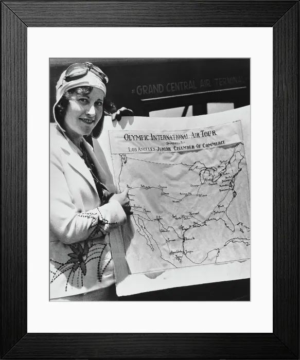 Framed Print : Miss Neville Holds The Olympic International Air Tour Map Framed Print : Miss Neville Holds The Olympic International Air Tour Map
