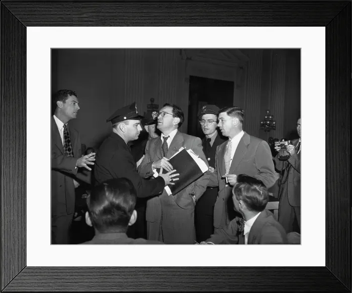 Framed Print : Lawyer Charles Katz Escorted From HUAC Hearing Framed Print : Lawyer Charles Katz Escorted From HUAC Hearing