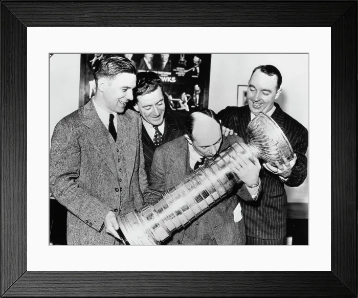 Framed Print : Chicago Black Hawks Manager Kissing Stanley Cup Framed Print : Chicago Black Hawks Manager Kissing Stanley Cup