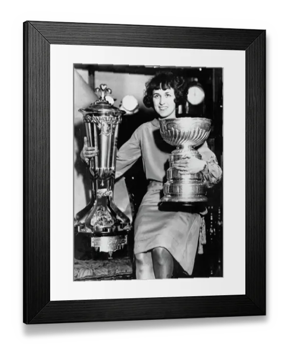 Framed Print : Woman Posing With Ice Hockey Cups Framed Print : Woman Posing With Ice Hockey Cups