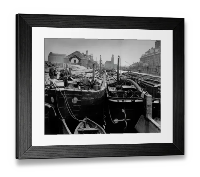 Framed Print : Barges In Berlin Harbour, 1948 Framed Print : Barges In Berlin Harbour, 1948