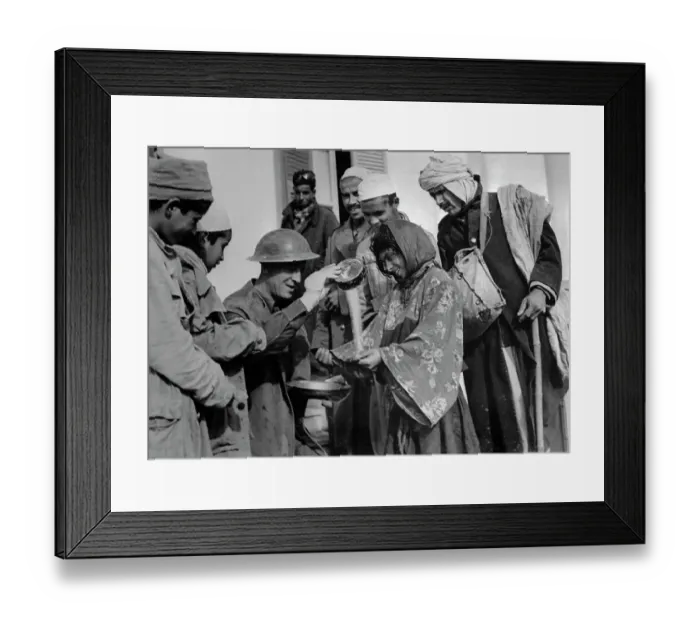 Framed Print : Soldier Sharing Rations Framed Print : Soldier Sharing Rations