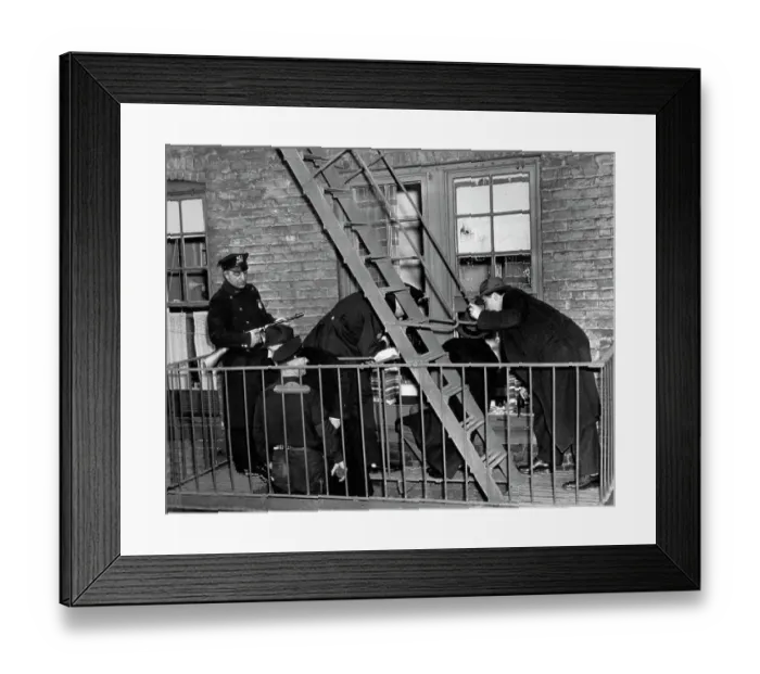 Framed Print : Hostage Negotiation On Fire Escape