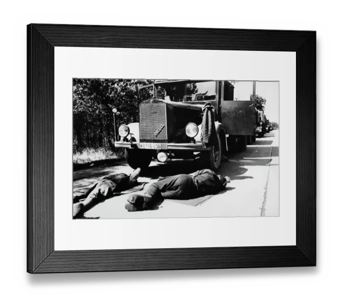 Framed Print : Lie-Down At German Border Crossing Framed Print : Lie-Down At German Border Crossing
