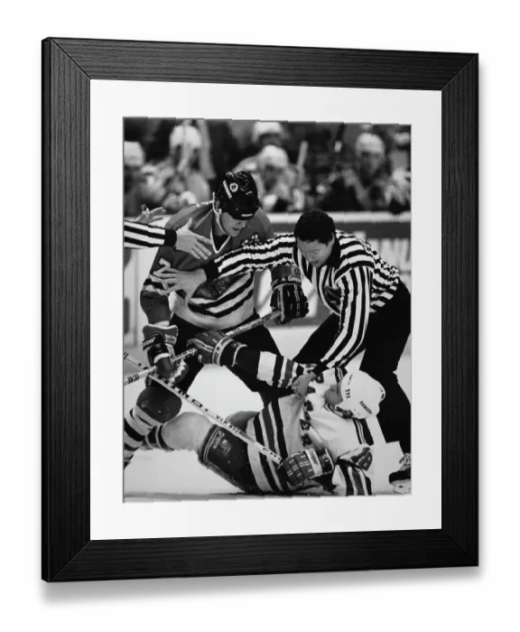 Framed Print : Rangers Vs Blackhawks Ice Hockey fight Framed Print : Rangers Vs Blackhawks Ice Hockey fight