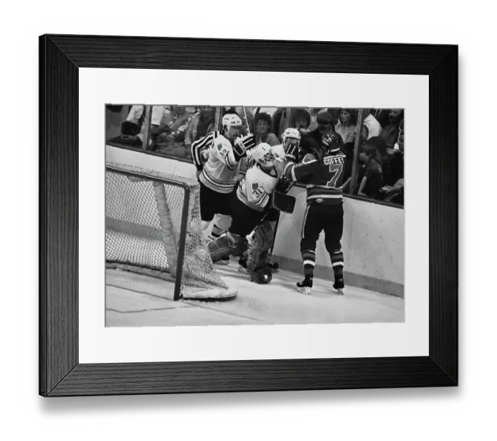 Framed Print : Oilers Vs Bruins Ice Hockey Fight Framed Print : Oilers Vs Bruins Ice Hockey Fight