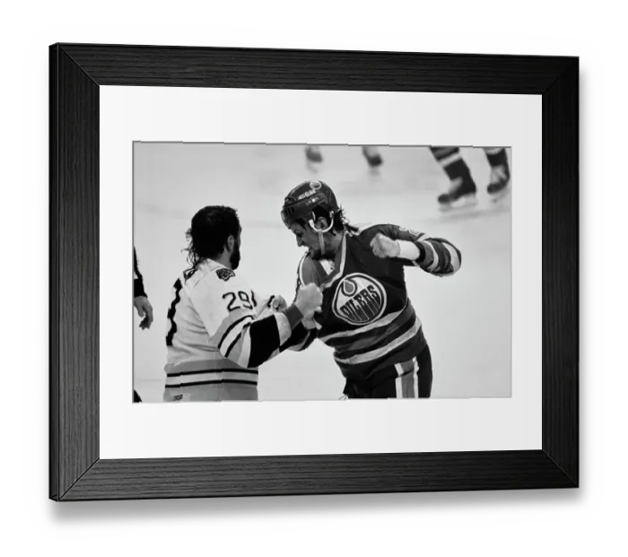 Framed Print : Bruins Vs Oilers Ice Hockey Fight Framed Print : Bruins Vs Oilers Ice Hockey Fight
