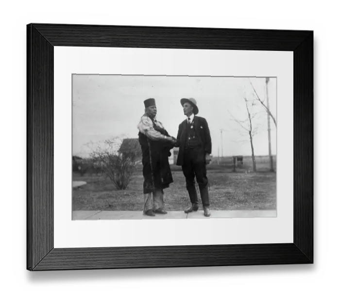 Framed Print : Colonel Walters Shaking Hands With Chief Bacon Rind